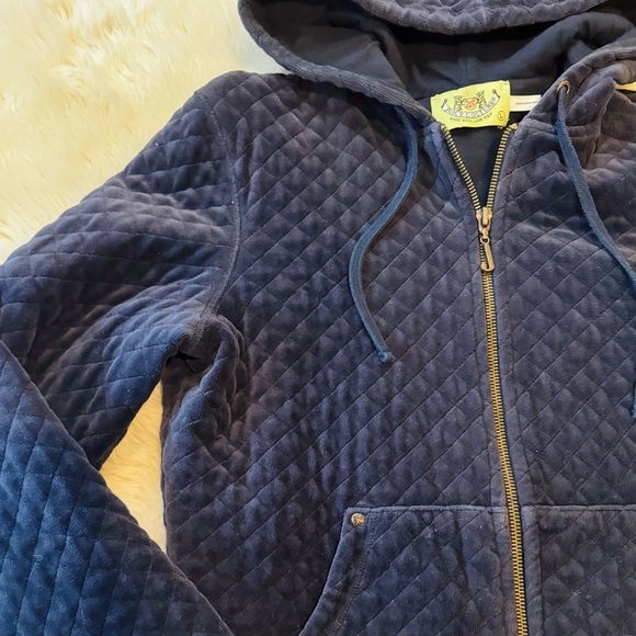 Y2K Juicy Couture Velour Quilted Zip-up Hoodie - Large Navy - Picture 5 of 10